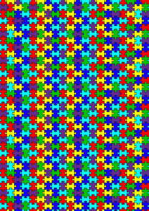 12" x 17" Autism Awareness HTV - Puzzle Pieces Ribbons Pattern HTV Sheet