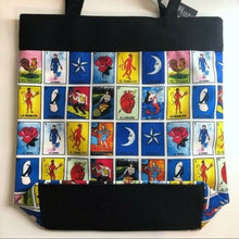 Load image into Gallery viewer, LOTERIA BOOK BAG Canvas TOTE 15&quot; with 3&quot; Gusset W/ ZIPPER CLOSURE