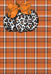 12" x 17" Fall Orange and Black Plaid Cheetah Pumpkin Duo Pattern HTV - Heat Transfer Vinyl Sheet