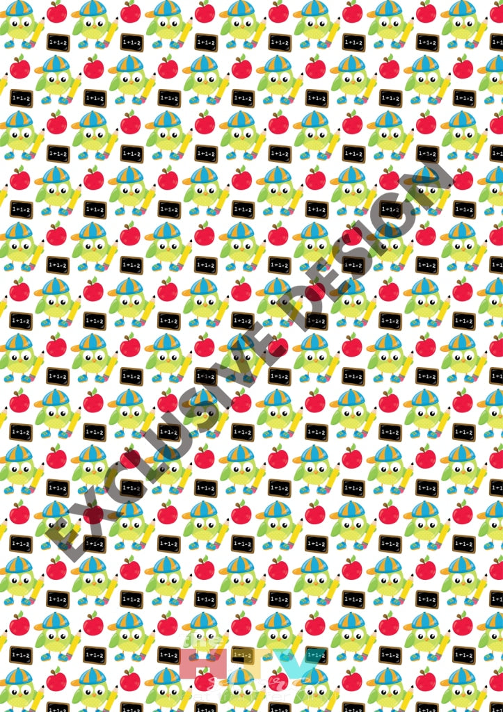 12 X 17 Back To School Owls Boys White Pattern Htv Sheet