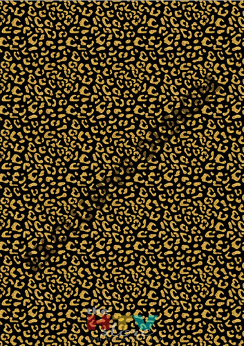 12 X 17 Black And Gold Cheetah Animal Leopard Pattern Htv Sheet