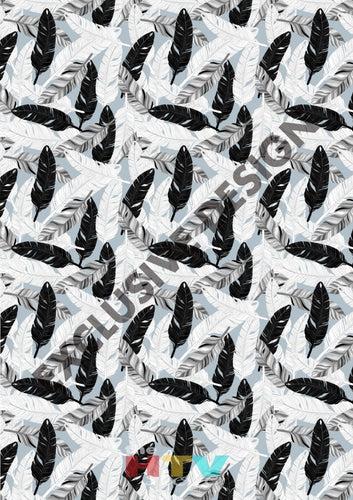 12 X 17 Black White Gray Feathers Pattern Htv Sheet