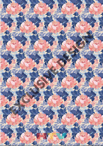 12 X 17 Blue And Coral Flowers Floral Mothers Day Pattern Htv Sheet
