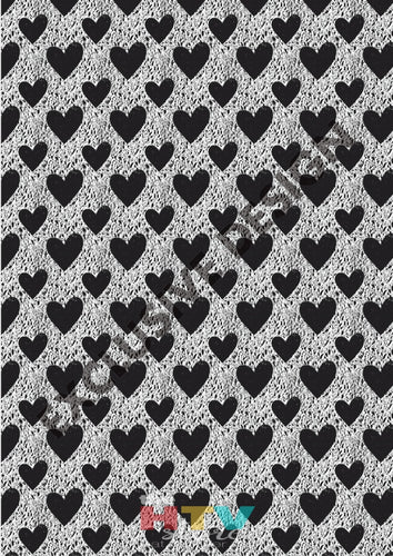 12 X 17 Chalk Hearts Black And White Pattern Htv Sheet