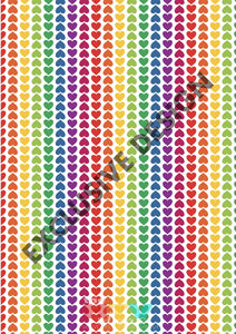 12 X 17 Color Hearts School Rainbow Autism Pattern Htv Sheet