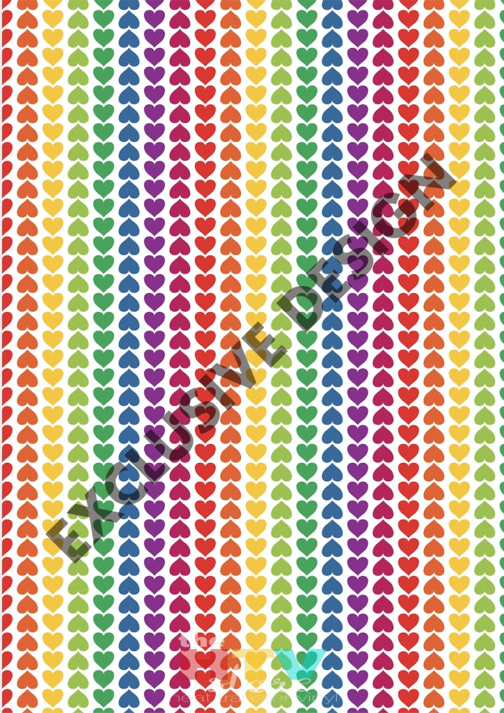 12 X 17 Color Hearts School Rainbow Autism Pattern Htv Sheet