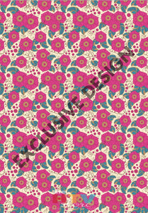 12 X 17 Magenta And Teal Flowers Pattern Htv Sheet