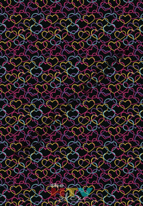 12 X 17 Neon Hearts Black Background Pattern Htv Sheet