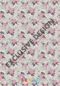 12 X 17 Pink Roses With Beige Pattern Htv Sheet