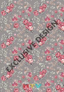 12 X 17 Taupe Vintage Roses Pattern Htv Sheet