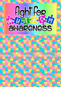 12" x 17" Autism Awareness HTV - Pastel Puzzle Pieces Ribbons Pattern HTV Sheet