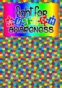12" x 17" Autism Awareness HTV - Blue Boy Puzzle Pieces Ribbons Pattern HTV Sheet