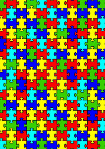 12" x 17" Autism Awareness HTV - Big Puzzle Pieces Ribbons Pattern HTV Sheet