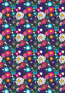Bright Flowers on Black 2 Background HTV Floral Mother's Day Wedding Pattern HTV Sheet
