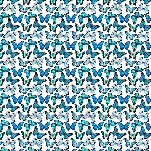 Butterflies Blue on White Decal Pattern 12