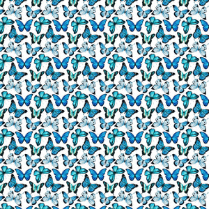 Butterflies Blue on White Decal Pattern 12" x 12" Sheet Waterproof - Gloss Finish