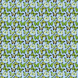 Butterflies Green on Blue Decal Pattern 12" x 12" Sheet Waterproof - Gloss Finish