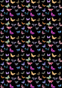 12" x 17" HTV Butterflies on Black Swirls Pattern Heat Transfer Vinyl Sheet