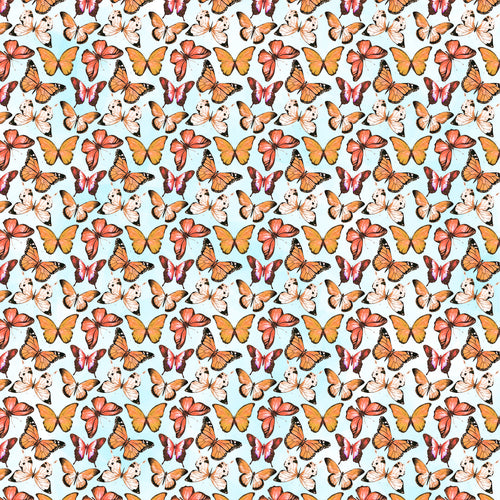 Butterflies Orange on Sky Decal Pattern 12