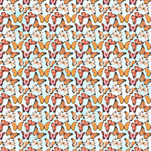 Butterflies Orange on Sky Decal Pattern 12" x 12" Sheet Waterproof - Gloss Finish