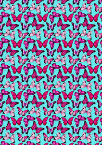 12" x 17" HTV Butterflies Pink on Teal Pattern Heat Transfer Vinyl Sheet