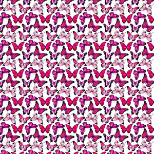 Butterflies Pink on White Decal Pattern 12" x 12" Sheet Waterproof - Gloss Finish