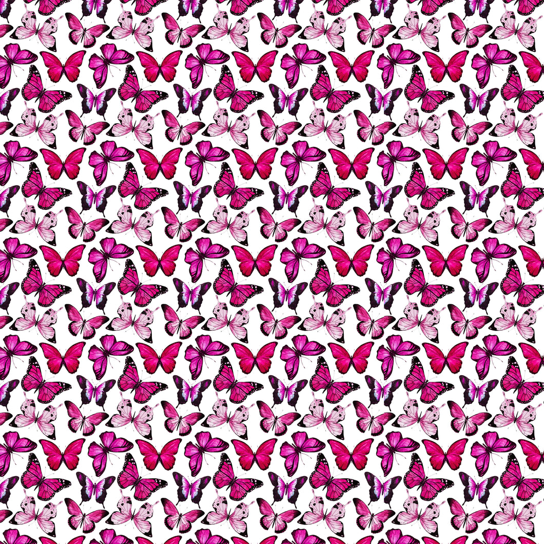 Butterflies Pink on White Decal Pattern 12