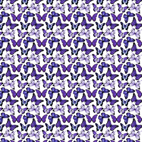 Butterflies Purple on White Decal Pattern 12