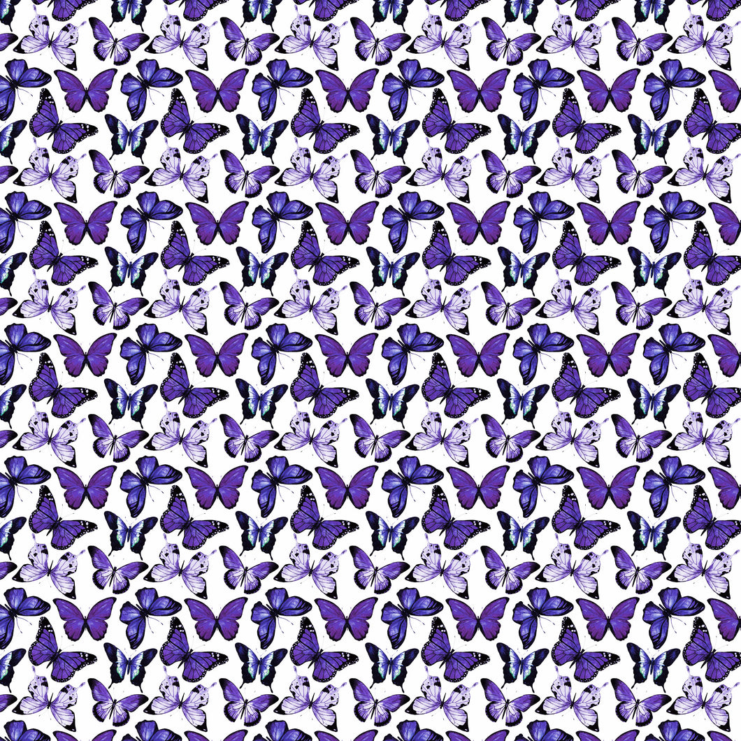 Butterflies Purple on White Decal Pattern 12