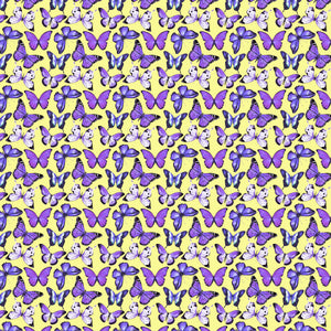 Butterflies Purple on Yellow Decal Pattern 12" x 12" Sheet Waterproof - Gloss Finish