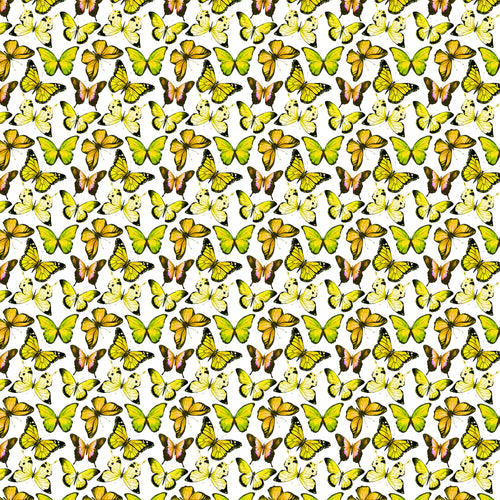 Butterflies Yellow on White Decal Pattern 12