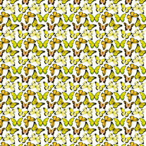 Butterflies Yellow on White Decal Pattern 12" x 12" Sheet Waterproof - Gloss Finish