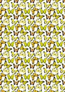 12" x 17" HTV Butterflies Yellow on White Pattern Heat Transfer Vinyl Sheet