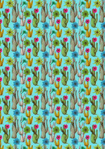 12" x 17" Cactus Aqua Pattern HTV Sheet - Heat Transfer Vinyl