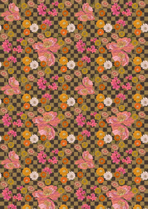 12" x 17 Checkered Brown Floral Pattern HTV Flowers Sheet Heat Transfer Vinyl Iron on