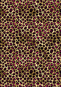 12" x 17" Cheetah With Dark Pink Animal Print Leopard HTV Pattern HTV Sheet Printed Sheet - Heat Transfer Vinyl Iron On