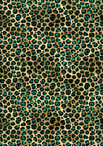 12" x 17" Cheetah With Emerald Green Animal Print Leopard HTV Pattern HTV Sheet Printed Sheet - Heat Transfer Vinyl Iron On