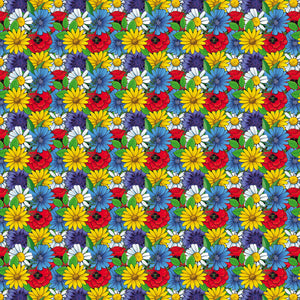 Colorful Flowers Decal Floral Pattern  12" x 12" Sheet Waterproof - Gloss Finish