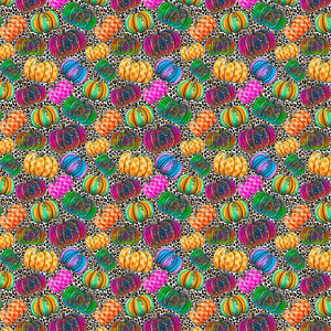 Colorful Pumpkins on Cheetah Pattern Decal 12" x 12" Sheet Waterproof - Gloss Finish