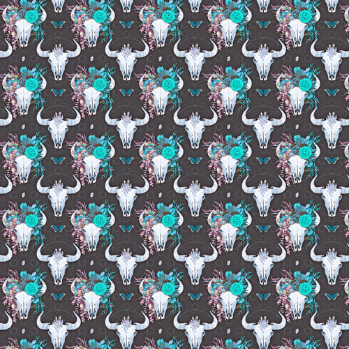 Cow Skull Head Teal Decal 12