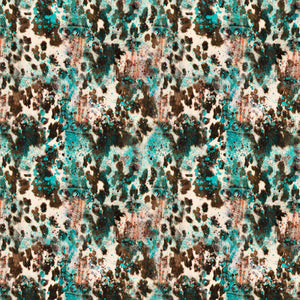 Cowhide Brown Teal Pattern Decal 12" x 12" Sheet Waterproof - Gloss Finish
