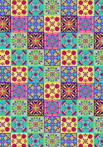 12" x 17" BRAND NEW HTV Dia de Muertos Squares Tiles Mexico Pattern Heat Transfer Vinyl Sheet