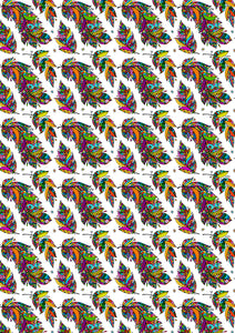 12" x 17" Tribal Feathers Colorful Pattern HTV Sheet