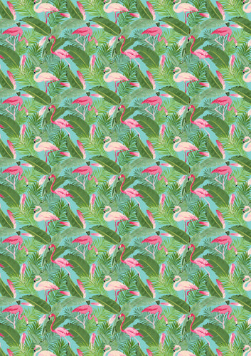 Flamingo Tropical Leaves Pattern HTV 12