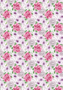 12" x 17"  Pink Lavender Flowers Floral Mother's Day Wedding Pattern HTV Sheet