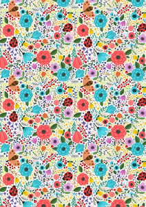 12" x 17" Spring Flowers HTV Teal Peach Floral Mother's Day Wedding Pattern HTV Sheet