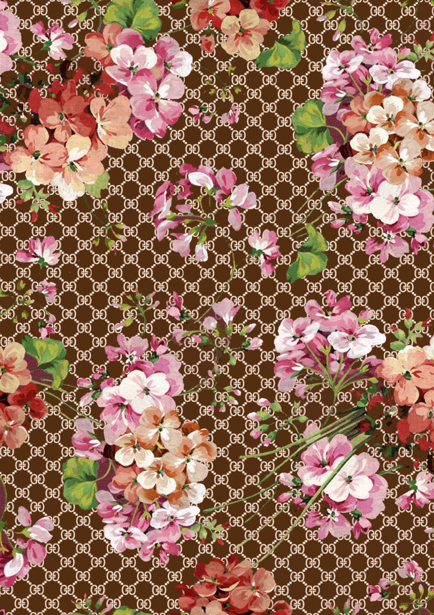 12 x 17 Floral Logo Brown with Beige Background Designer Look