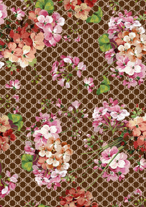 12" x 17" Floral Logo Brown with Beige Background Designer Look Elegant Pattern HTV Sheet Heat Transfer Vinyl Iron on