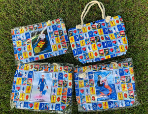 LOTERIA LARGE BEACH BAG Canvas TOTE 21" x 14" with 3" Gusset (4 variations)