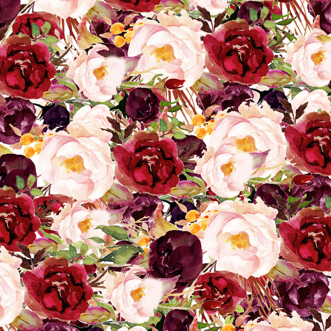 New Maroon Roses Flowers Pattern Decal 12